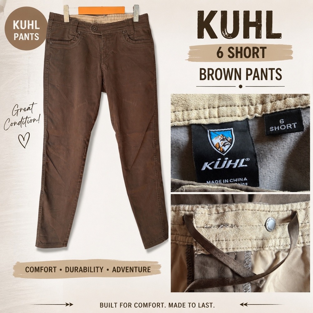 Kuhl Women 6 Short Brown Outdoor Hiking Pants Stretch Cotton Articulated Knee